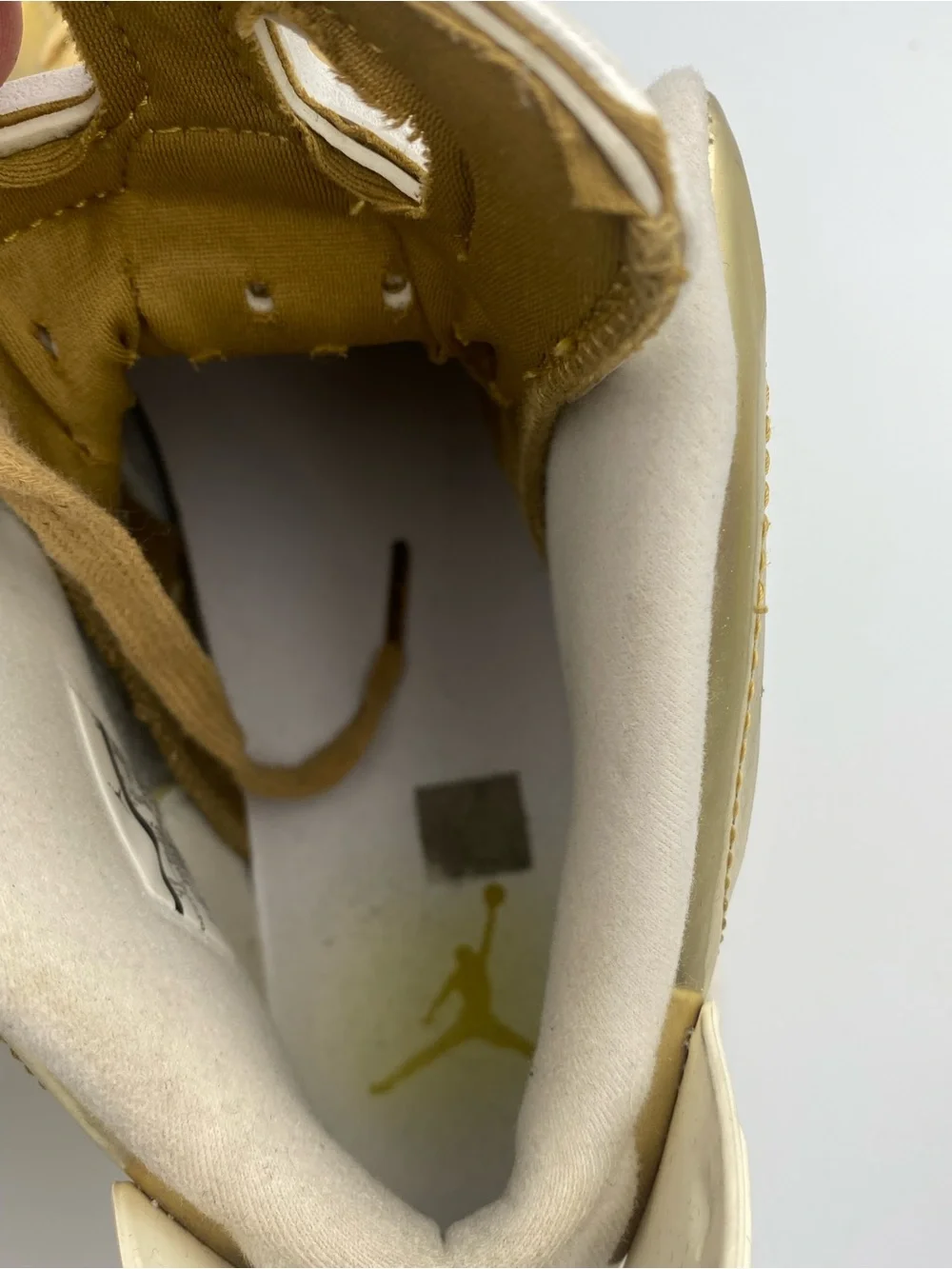 Jordan Metallic Gold High Top Sneakers with White Interior